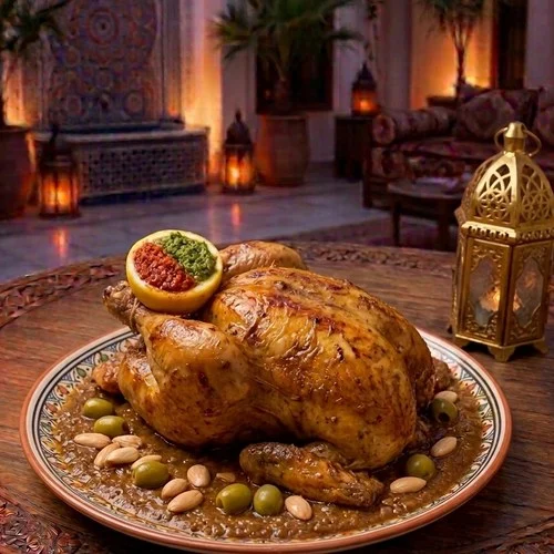 طبق دجاج مغربي بالدغميرة من شهيوات أم قصي بطنجة